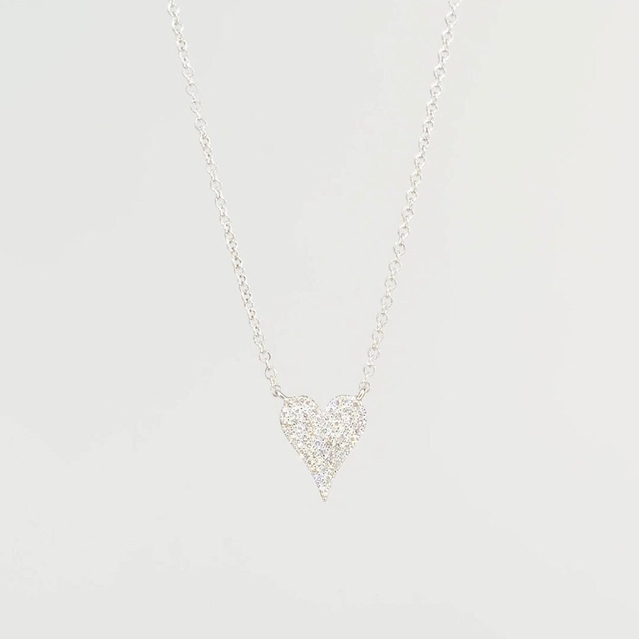 Small Pavé Heart Necklace White Gold Necklaces Princess Bride Diamonds 