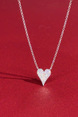 Small Pavé Heart Necklace White Gold
