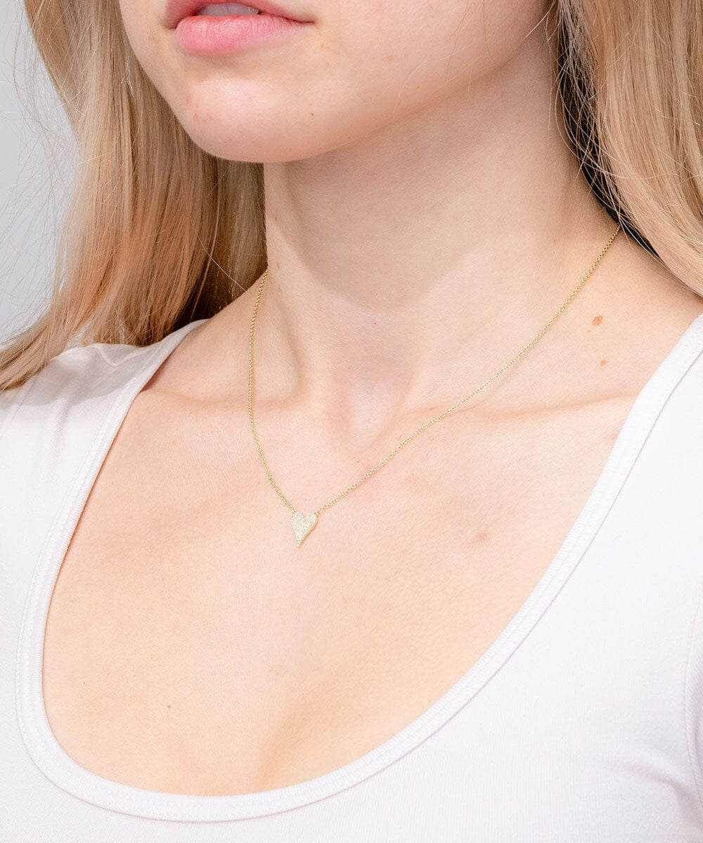 Small Pavé Heart Necklace Yellow Gold Necklaces Princess Bride Diamonds 