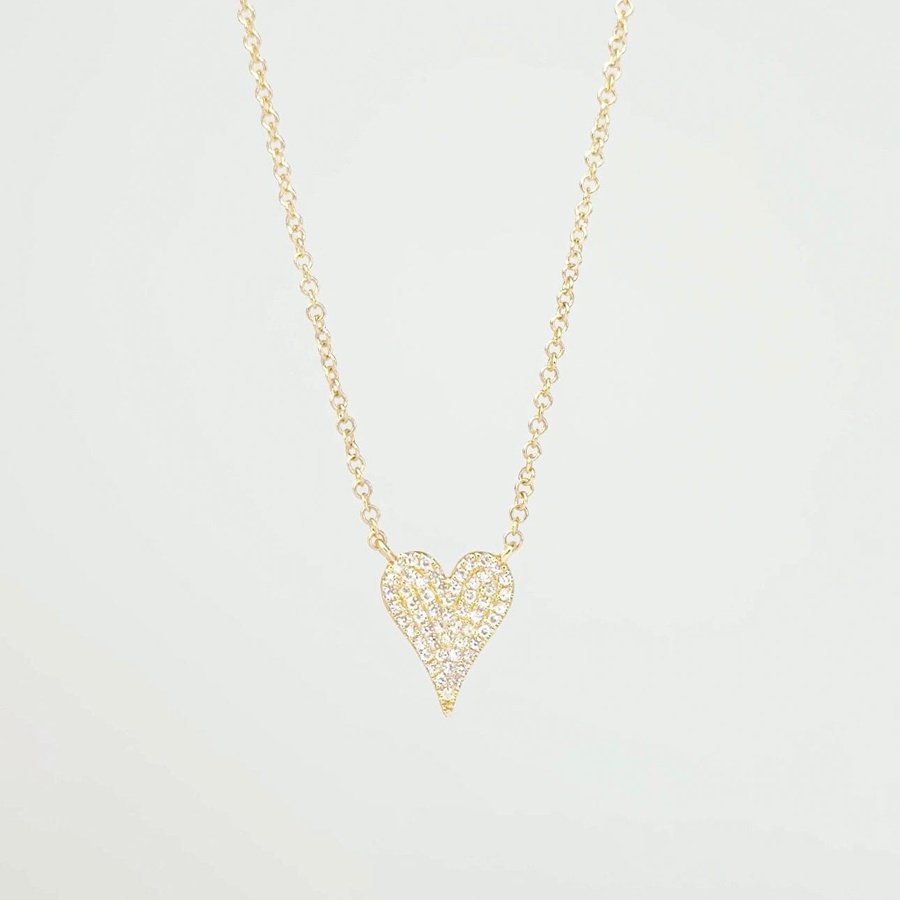 Small Pavé Heart Necklace Yellow Gold Necklaces Princess Bride Diamonds 