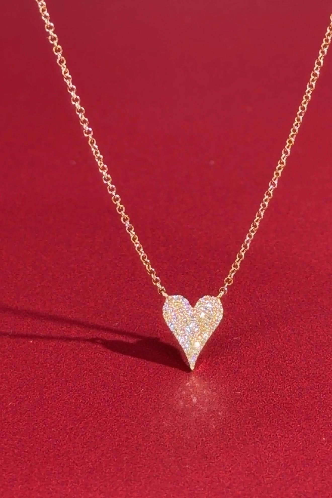 Small Pavé Heart Necklace Yellow Gold - PBD Necklaces