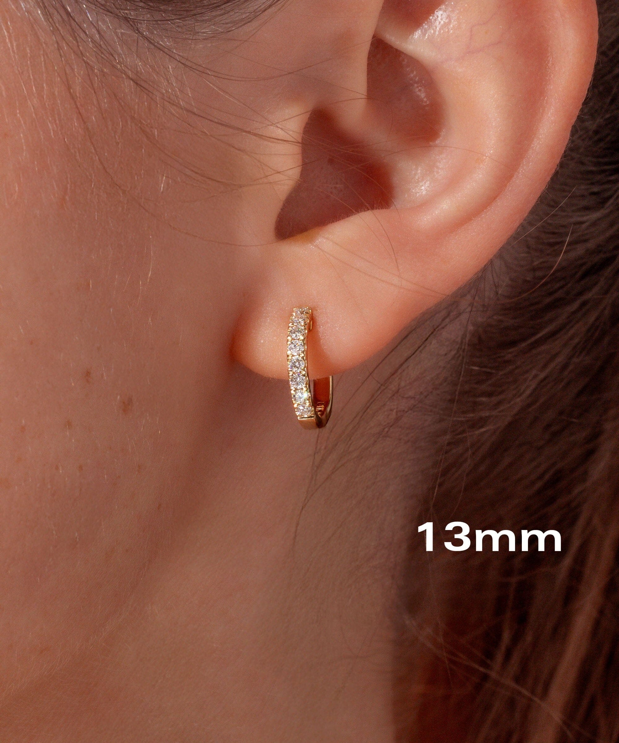 The Perfect Pavé Hoop Earrings Princess Bride Diamonds 14K Yellow Gold 13mm 