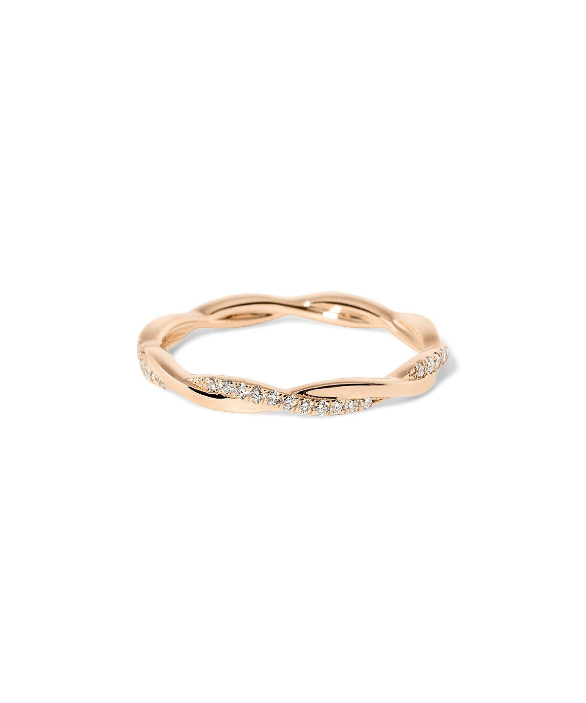 Braided Diamond wedding band with woven design featuring pavé round diamonds and a high-polish gold strand at Princess Bride Diamonds jewelry store in Orange County