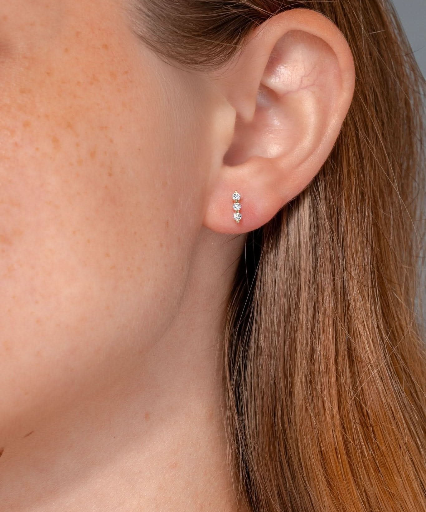 Triple Diamond Line Earrings - PBD Earrings