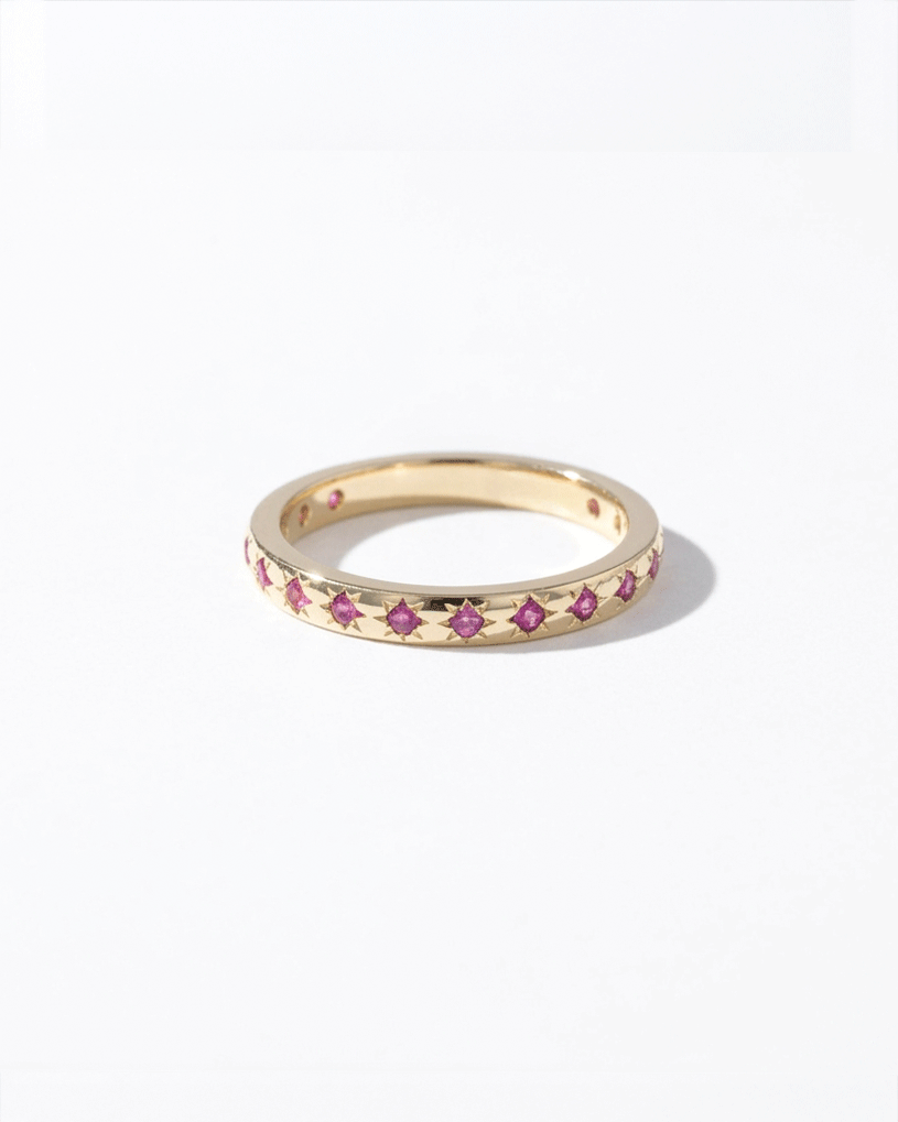 Natural Pink Sapphire Star Band
