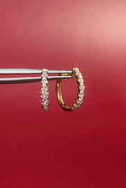 Wavy Pavé Hoops Yellow Gold - PBD Earrings