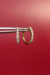 Wavy Pavé Hoops Yellow Gold
