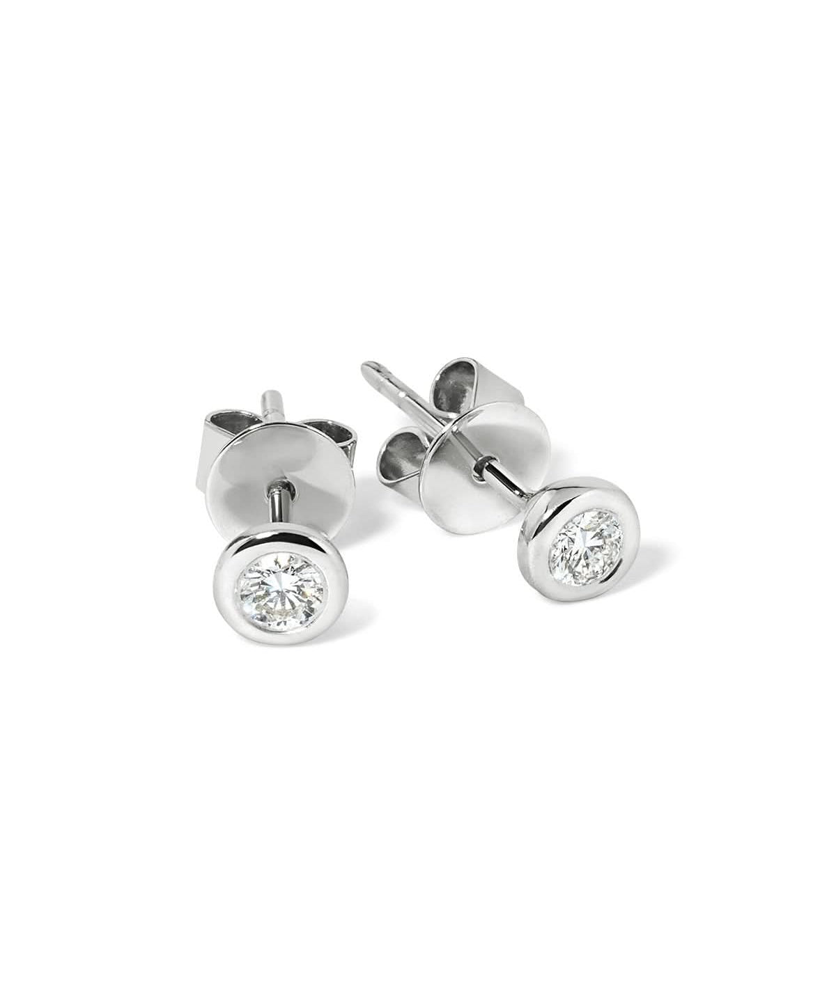 White Gold Diamond Bezel Studs - PBD Earrings