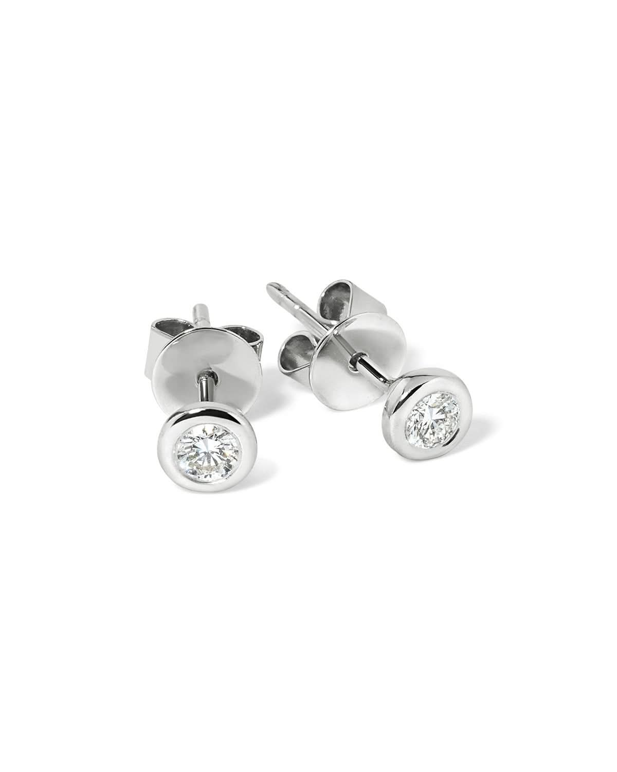 White Gold Diamond Bezel Studs - PBD Earrings