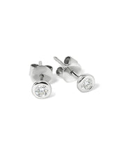 White Gold Diamond Bezel Studs - PBD Earrings