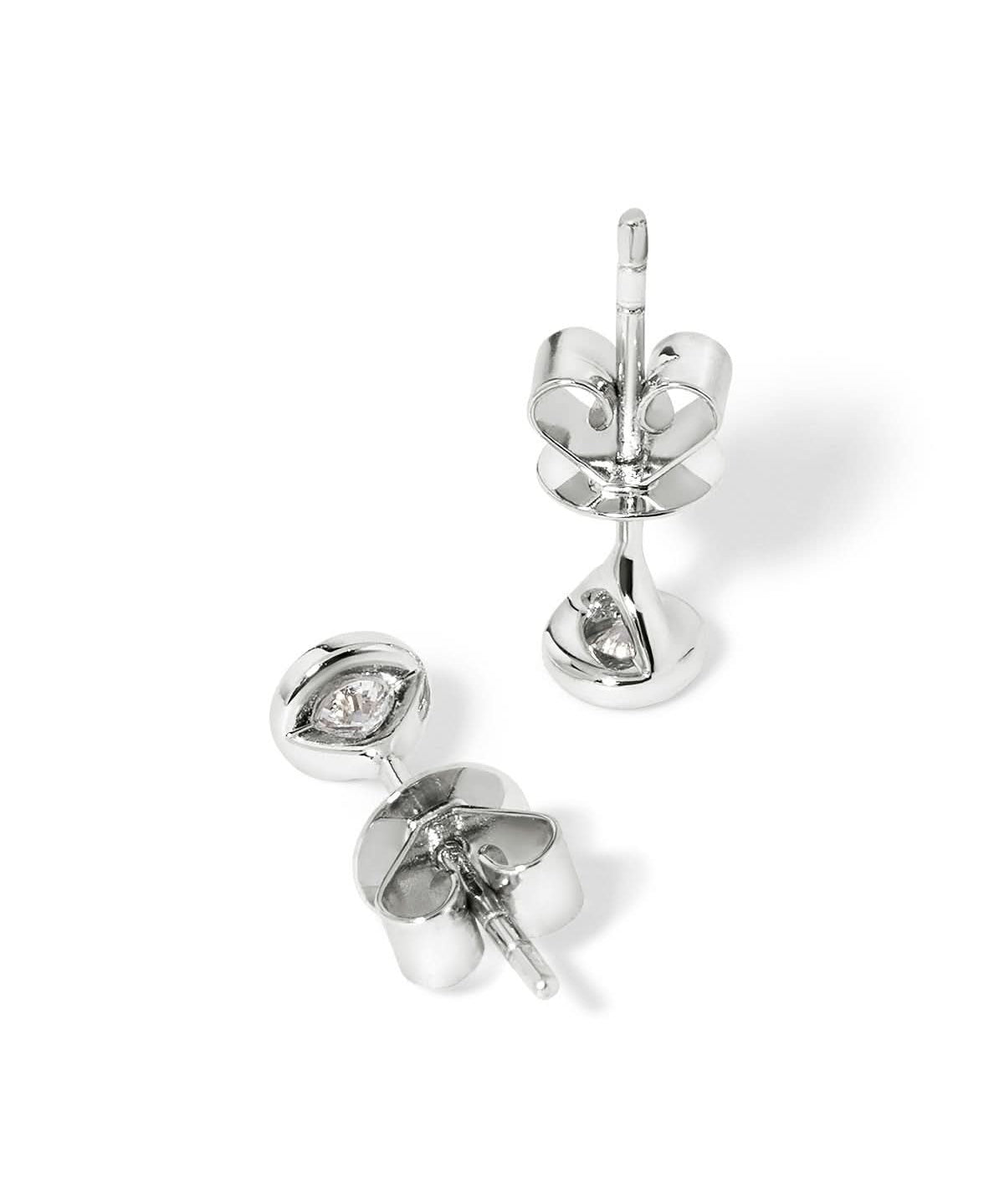 White Gold Diamond Bezel Studs - PBD Earrings