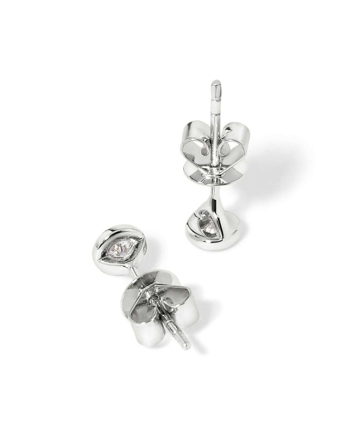 White Gold Diamond Bezel Studs - PBD Earrings