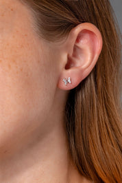 White Gold Diamond Butterfly Studs - PBD Earrings