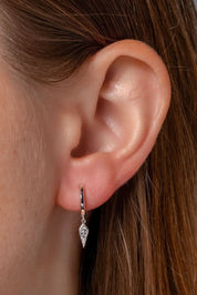 White Gold Kite Drop Huggies - PBD Earrings
