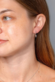 White Gold Kite Drop Huggies - PBD Earrings