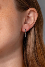 White Gold North Star Huggies - PBD Earrings
