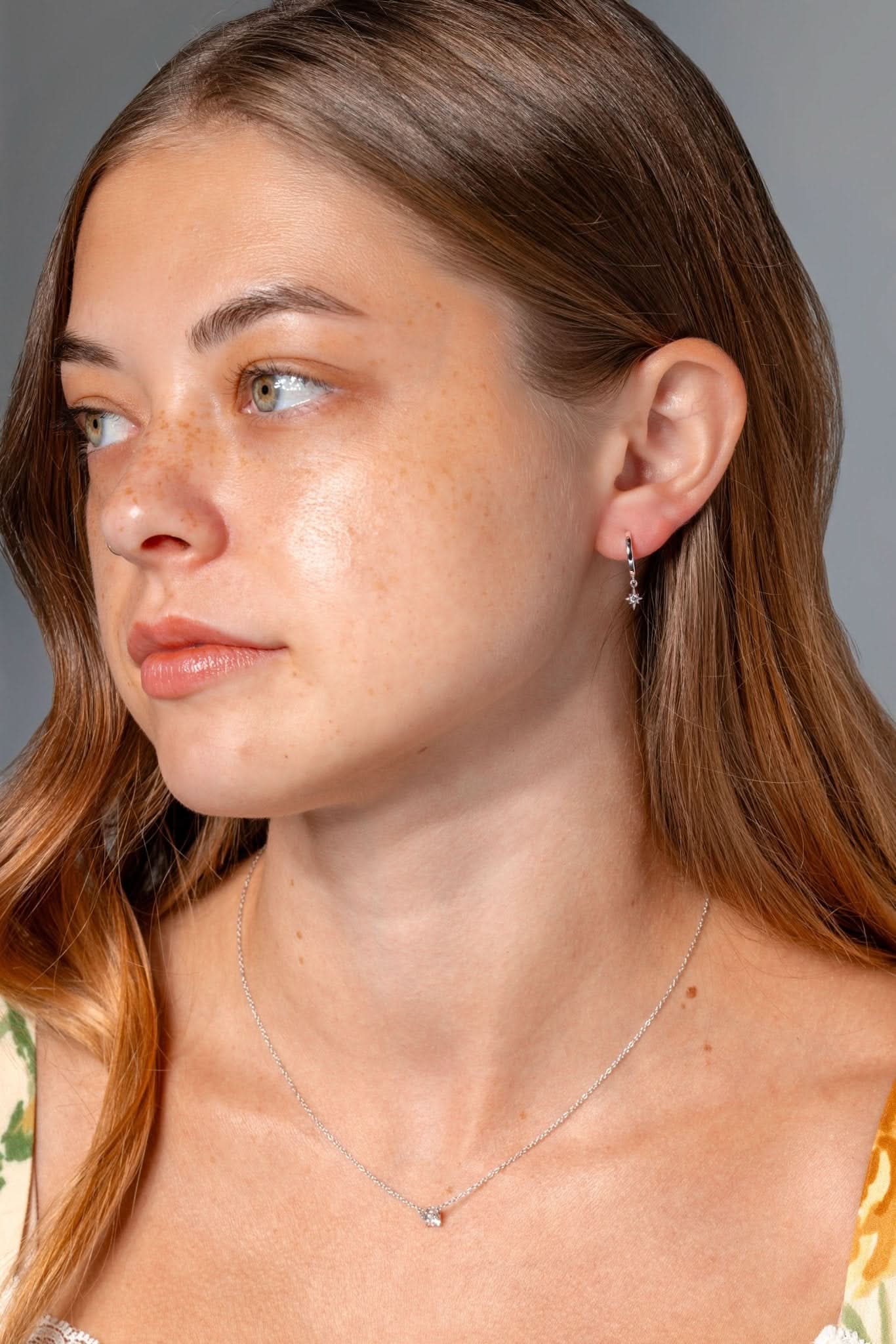 White Gold North Star Huggies - PBD Earrings