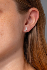 White Gold Pavé Moon Studs