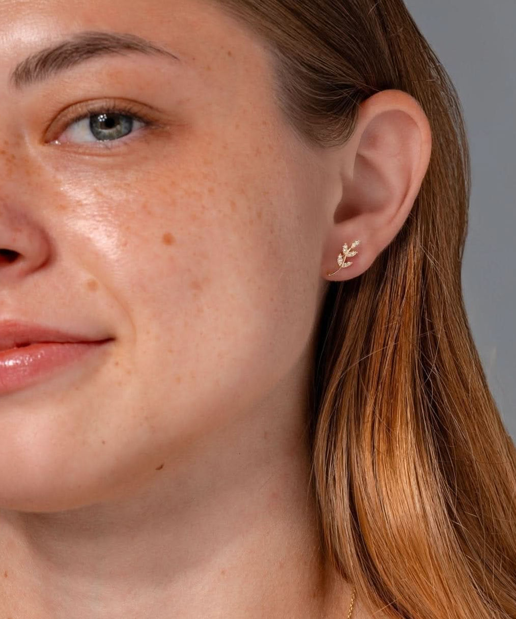 Yellow Gold Branch Studs - PBD Earrings