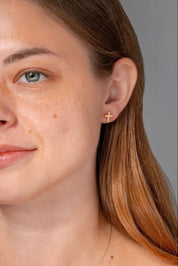 Yellow Gold Cross Studs - PBD Earrings