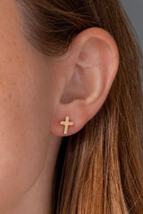 Yellow Gold Cross Studs