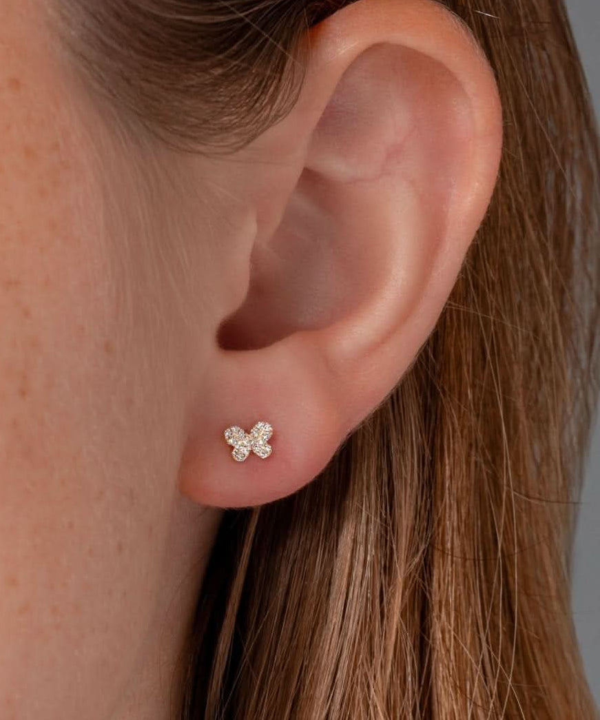 Yellow Gold Dainty Butterfly Studs - PBD Earrings