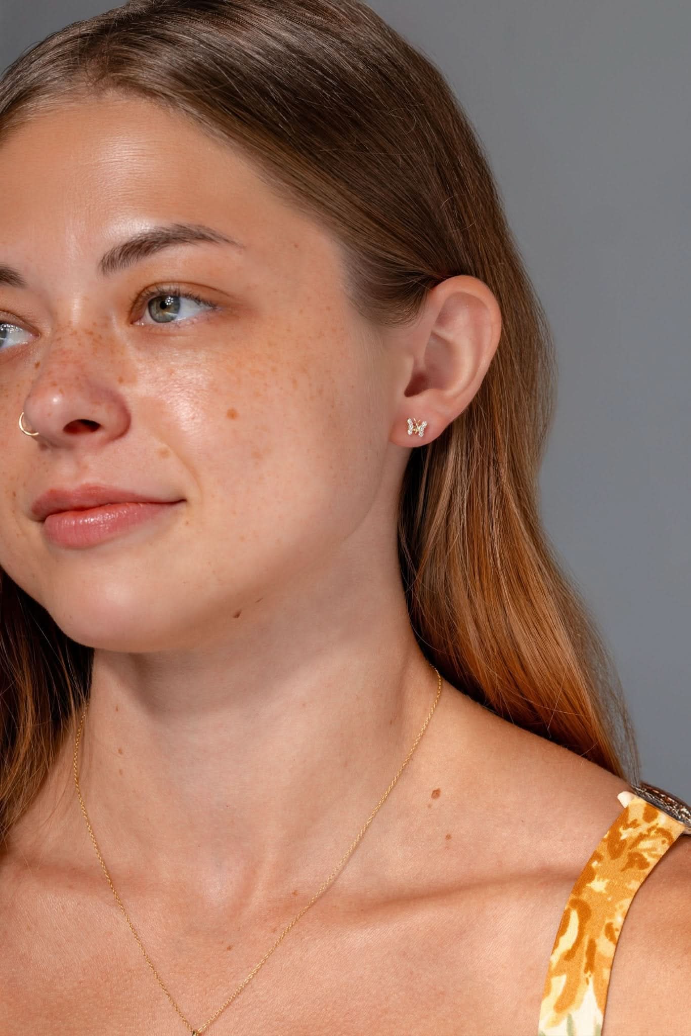 Yellow Gold Diamond Butterfly Studs - PBD Earrings