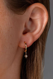 Yellow Gold North Star Huggies - PBD Earrings