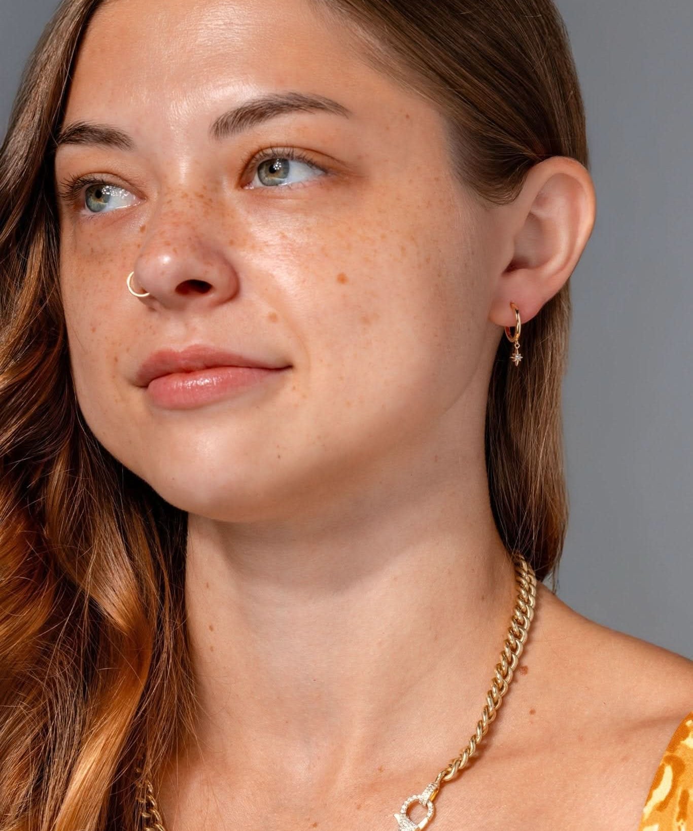 Yellow Gold North Star Huggies - PBD Earrings