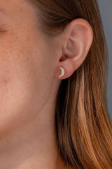 Yellow Gold Pavé Moon Studs