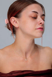 Yellow Gold Pavé Moon Studs - PBD Earrings