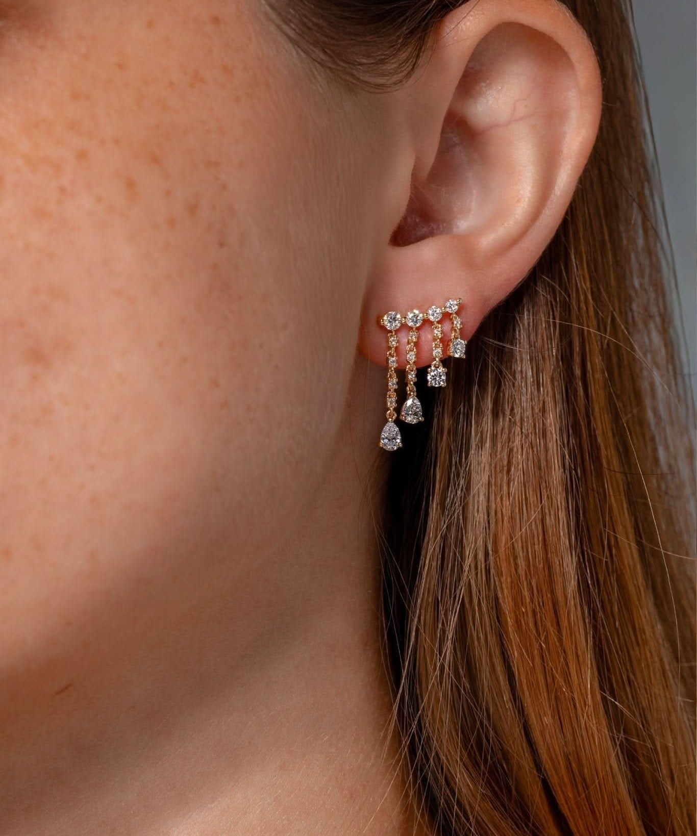 Yellow Gold Sarah Diamond Earrings - PBD Earrings