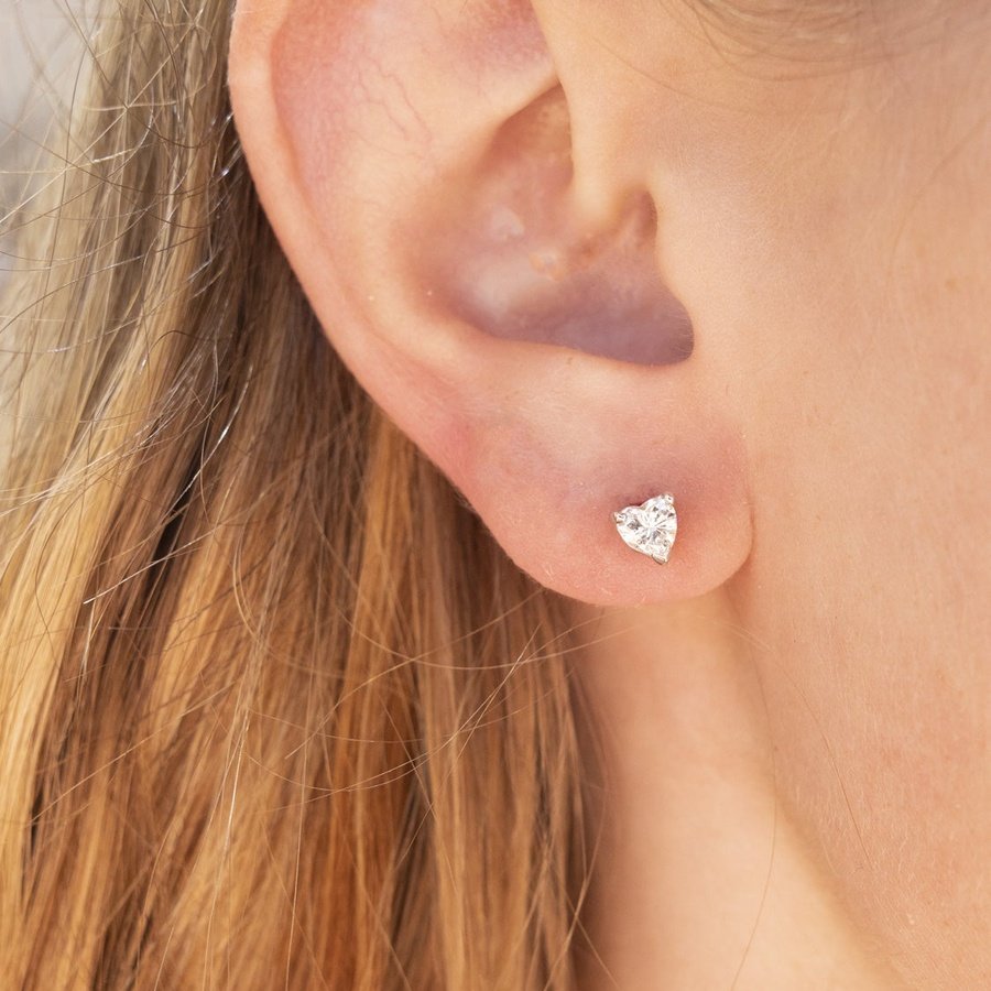 0.49cttw Diamond Heart Studs Earrings Princess Bride Diamonds 