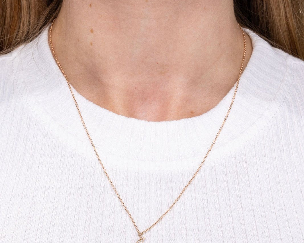 14k Rose Gold Pavé Diamond Moon Necklace Necklaces Princess Bride Diamonds 