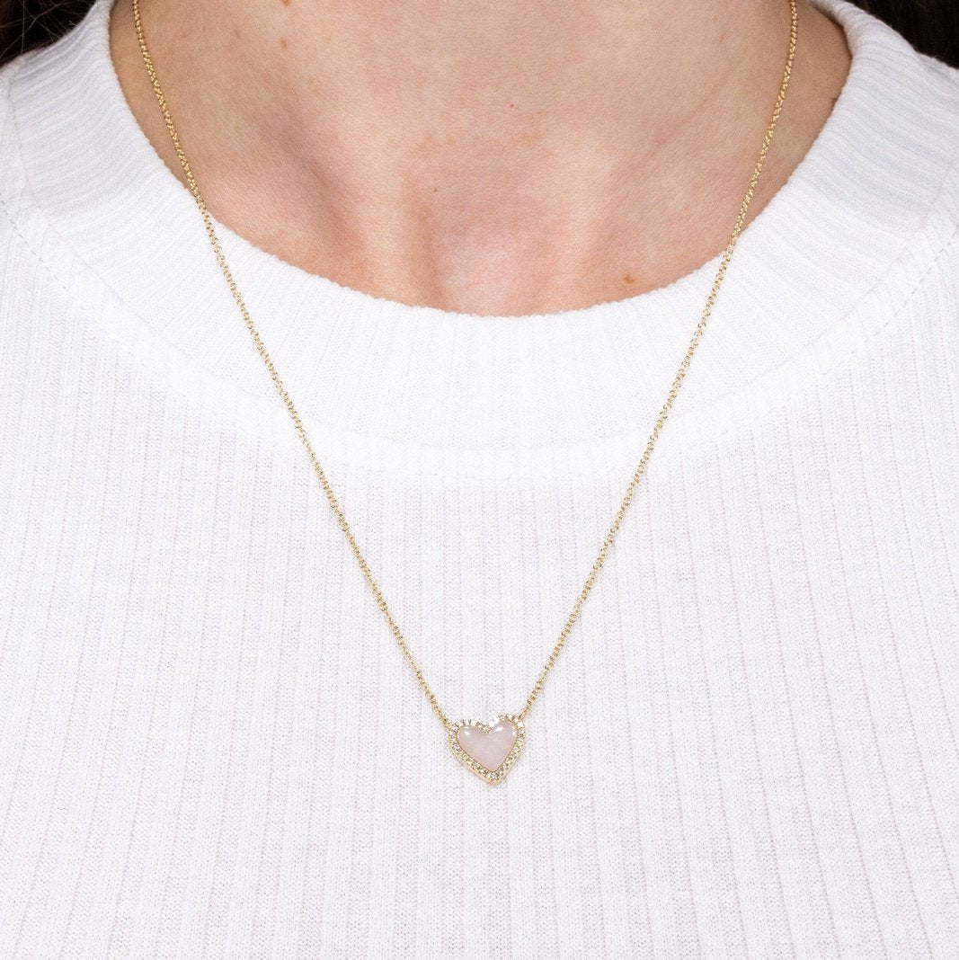 14k Yellow Gold Pink Opal Heart Necklace Necklaces Princess Bride Diamonds 
