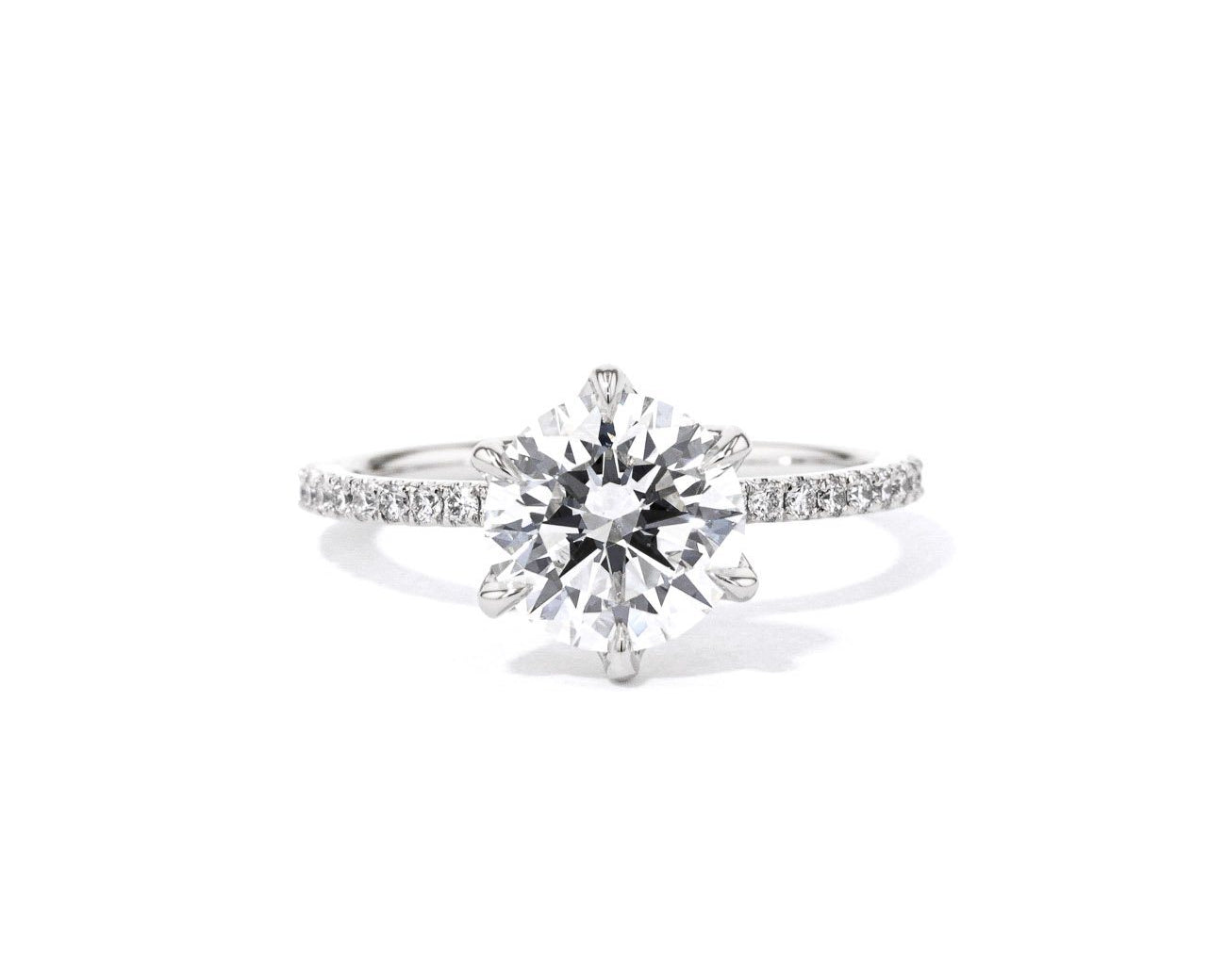 1.4mm Caraline Round Engagement Rings Princess Bride Diamonds 3 14K White Gold 