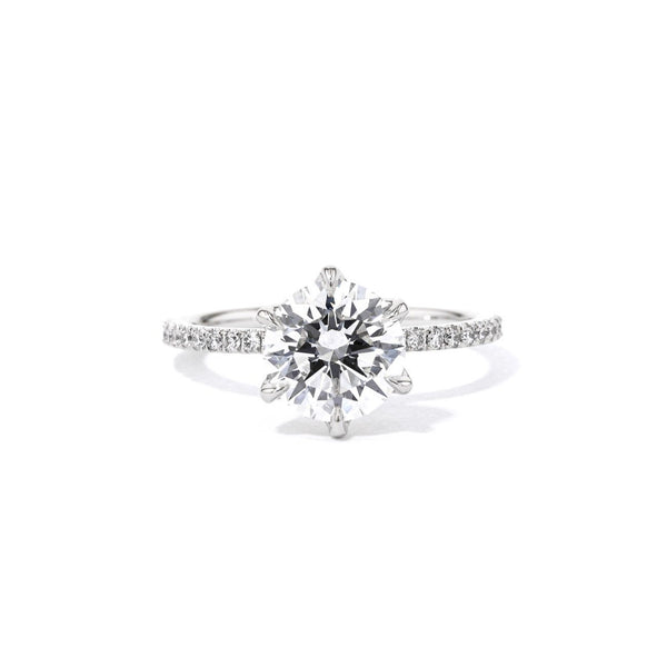 1.4mm Caraline Round Engagement Rings Princess Bride Diamonds 3 14K White Gold 