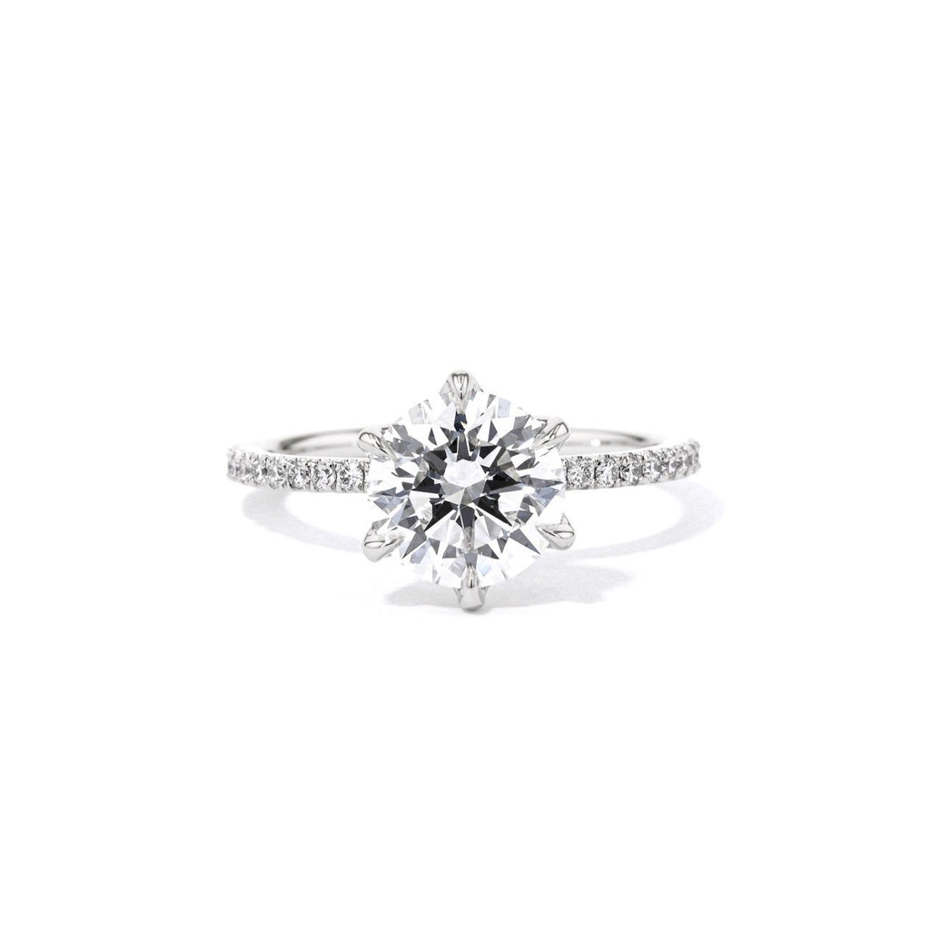 1.4mm Caraline Round Engagement Rings Princess Bride Diamonds 3 14K White Gold 