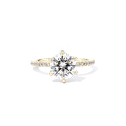 1.4mm Caraline Round Engagement Rings Princess Bride Diamonds 3 14K Yellow Gold 
