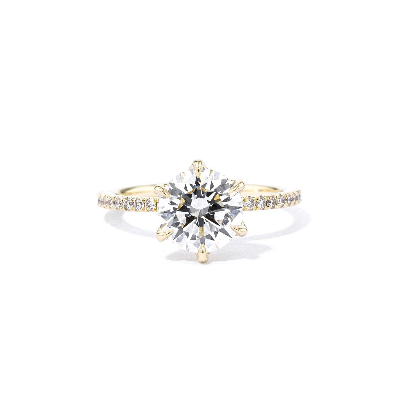 1.4mm Caraline Round Engagement Rings Princess Bride Diamonds 3 14K Yellow Gold 