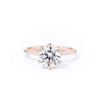 1.4mm Caraline Round High Polish Engagement Rings Princess Bride Diamonds 3 14K Rose Gold 