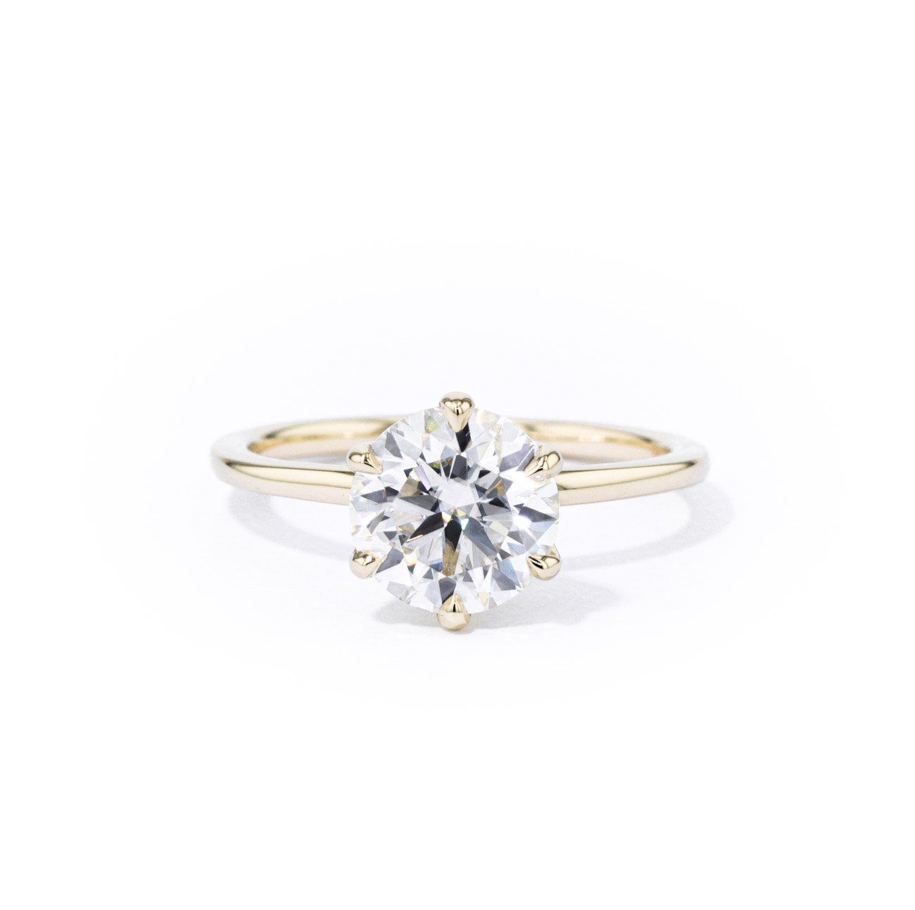1.4mm Caraline Round High Polish Engagement Rings Princess Bride Diamonds 3 14K Yellow Gold 