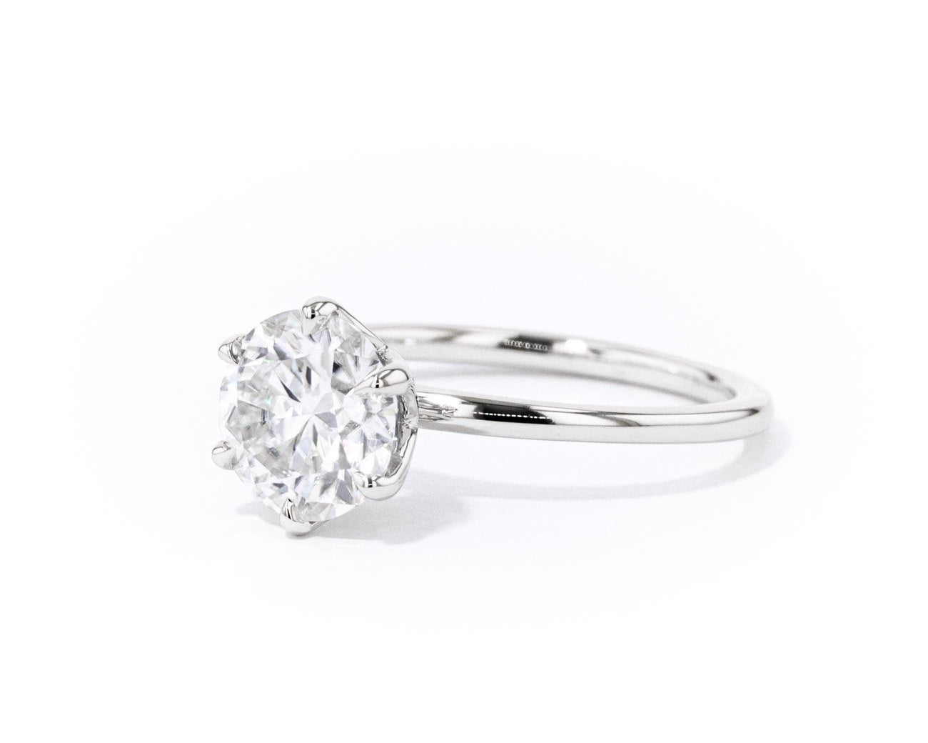 1.4mm Caraline Round High Polish Engagement Rings Princess Bride Diamonds 
