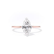 1.4mm Juliette Marquise Solitaire Engagement Rings Princess Bride Diamonds 3 14K Rose Gold 