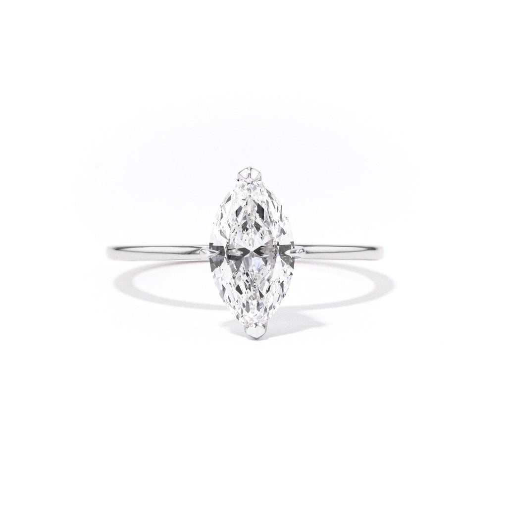 1.4mm Juliette Marquise Solitaire Engagement Rings Princess Bride Diamonds 3 14K White Gold 