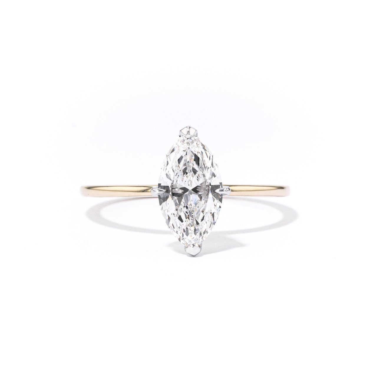 1.4mm Juliette Marquise Solitaire Engagement Rings Princess Bride Diamonds 3 14K Yellow Gold 