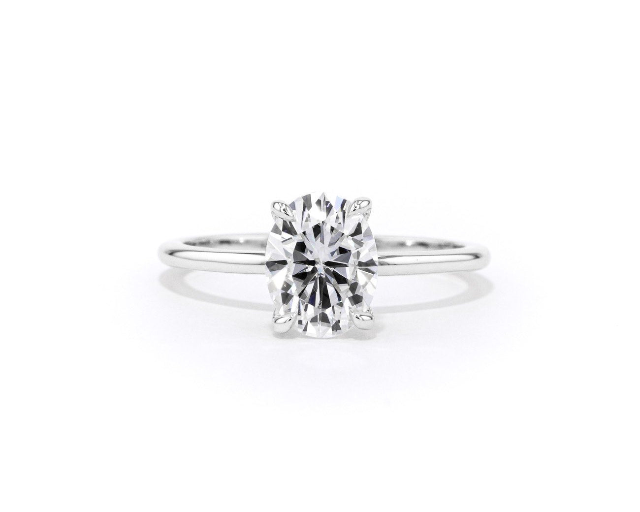 1.5mm Juliette Oval Solitaire Engagement Rings Princess Bride Diamonds 3 14K White Gold 