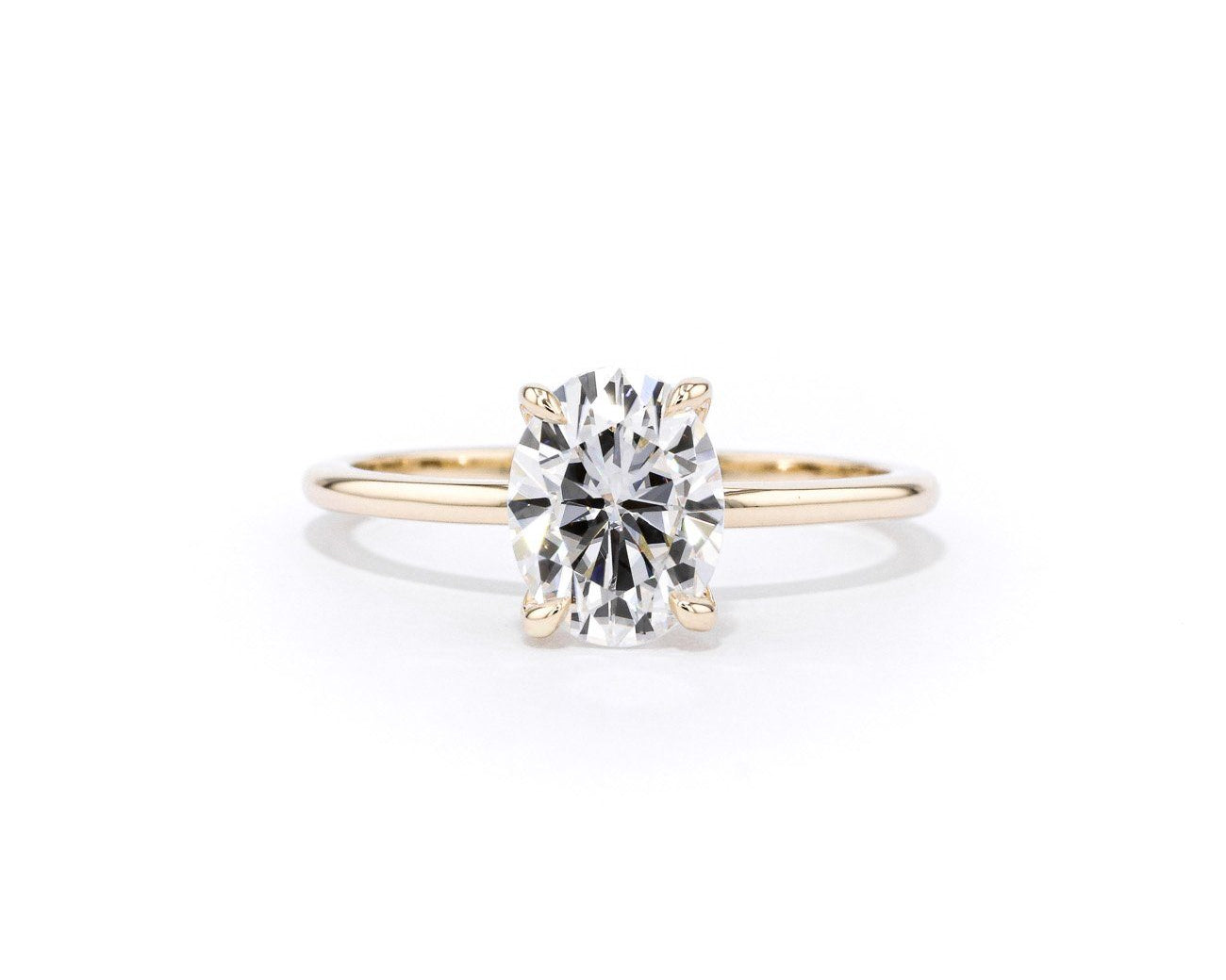 1.5mm Juliette Oval Solitaire Engagement Rings Princess Bride Diamonds 3 14K Yellow Gold 