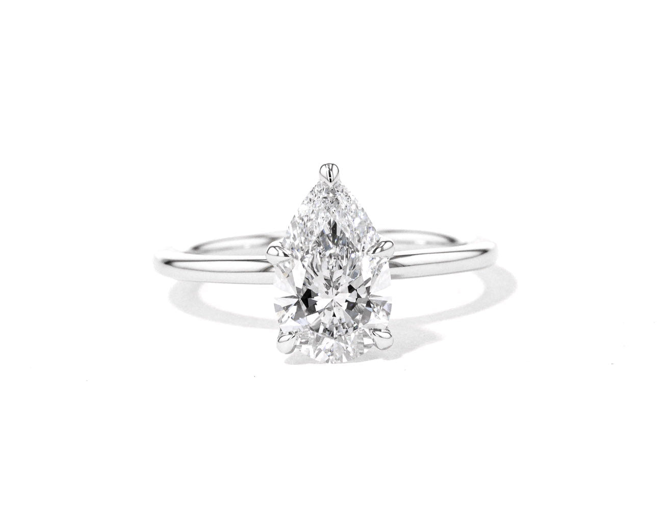 1.6mm Caraline Pear High Polish Engagement Rings Princess Bride Diamonds 3 14K White Gold 