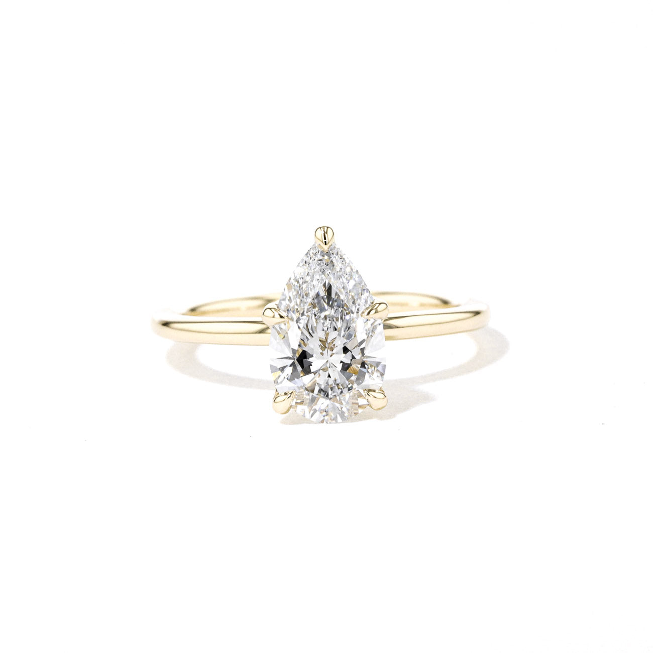 1.6mm Caraline Pear High Polish Engagement Rings Princess Bride Diamonds 3 14K Yellow Gold 
